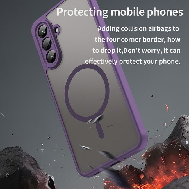 Husa pentru  Samsung Galaxy A26 cu protectie pentru lentile si MagSafe EasyCharge, Ghost Series Anti-ingalbenire, frosted - Mov