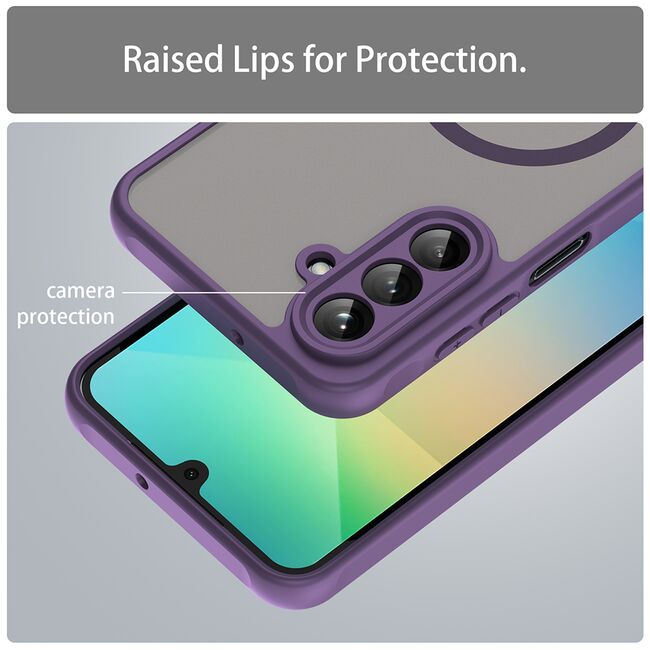 Husa pentru  Samsung Galaxy A26 cu protectie pentru lentile si MagSafe EasyCharge, Ghost Series Anti-ingalbenire, frosted - Mov