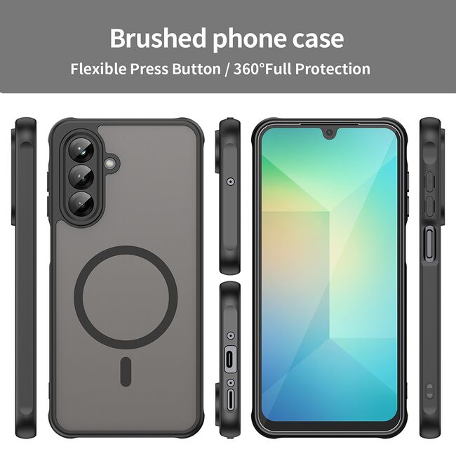 Husa pentru  Samsung Galaxy A26 cu protectie pentru lentile si MagSafe EasyCharge, Ghost Series Anti-ingalbenire, frosted - Negru