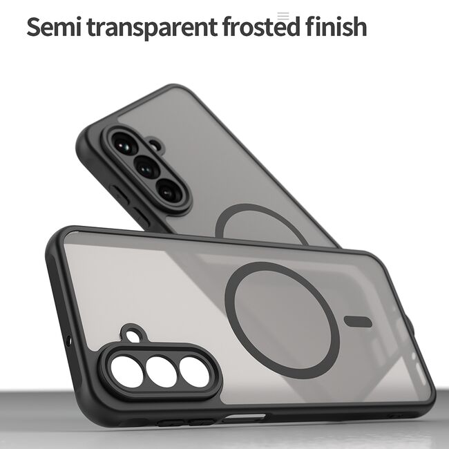 Husa pentru  Samsung Galaxy A26 cu protectie pentru lentile si MagSafe EasyCharge, Ghost Series Anti-ingalbenire, frosted - Negru