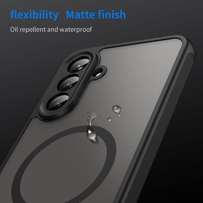 Husa pentru  Samsung Galaxy A26 cu protectie pentru lentile si MagSafe EasyCharge, Ghost Series Anti-ingalbenire, frosted - Negru