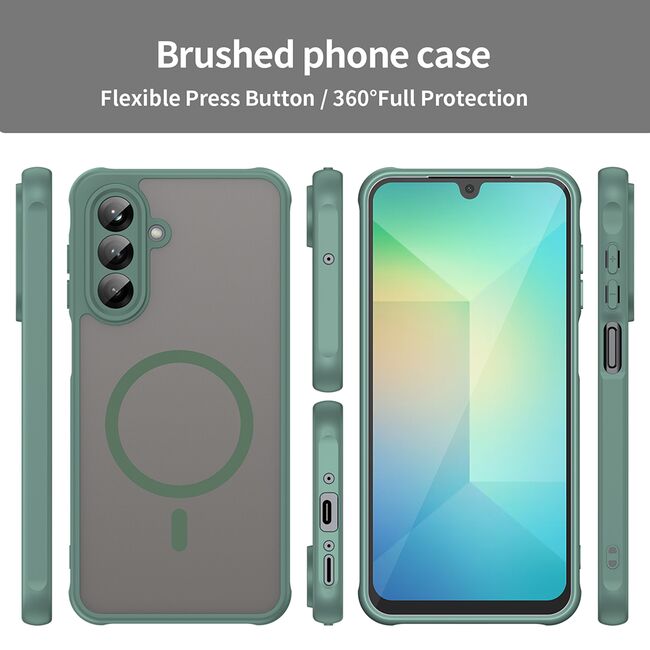 Husa pentru  Samsung Galaxy A26 cu protectie pentru lentile si MagSafe EasyCharge, Ghost Series Anti-ingalbenire, frosted - Verde