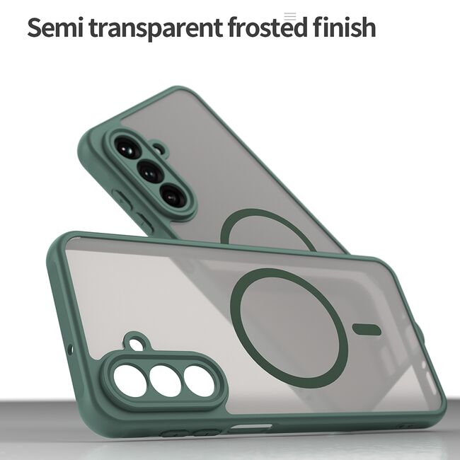 Husa pentru  Samsung Galaxy A26 cu protectie pentru lentile si MagSafe EasyCharge, Ghost Series Anti-ingalbenire, frosted - Verde
