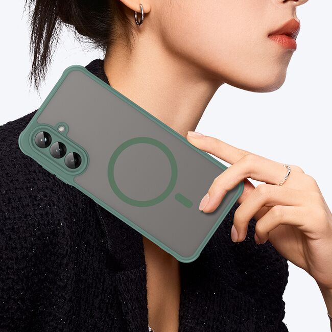 Husa pentru  Samsung Galaxy A26 cu protectie pentru lentile si MagSafe EasyCharge, Ghost Series Anti-ingalbenire, frosted - Verde