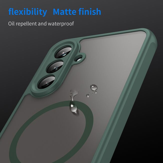 Husa pentru  Samsung Galaxy A26 cu protectie pentru lentile si MagSafe EasyCharge, Ghost Series Anti-ingalbenire, frosted - Verde