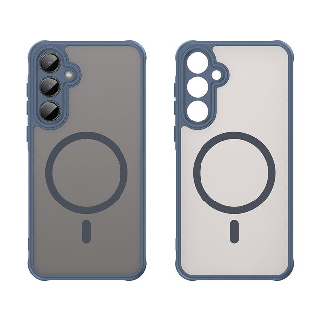 Husa pentru  Samsung Galaxy A35 cu protectie pentru lentile si MagSafe EasyCharge, Ghost Series Anti-ingalbenire, frosted - Albastru