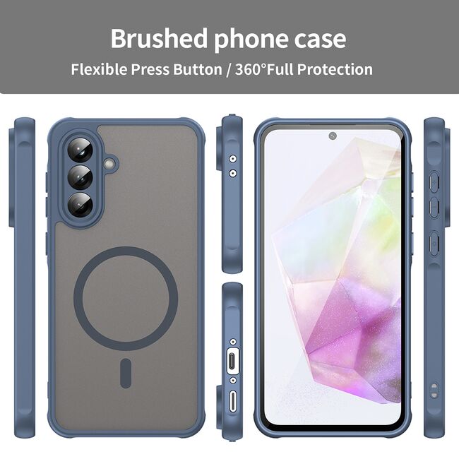 Husa pentru  Samsung Galaxy A36 cu protectie pentru lentile si MagSafe EasyCharge, Ghost Series Anti-ingalbenire, frosted - Albastru