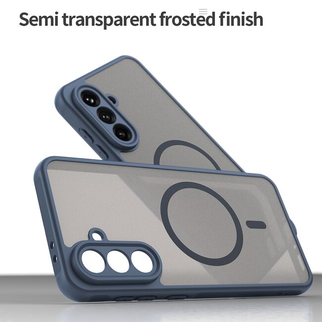 Husa pentru  Samsung Galaxy A36 cu protectie pentru lentile si MagSafe EasyCharge, Ghost Series Anti-ingalbenire, frosted - Albastru