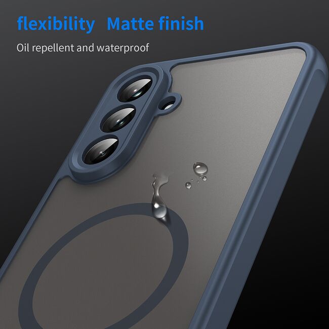 Husa pentru  Samsung Galaxy A36 cu protectie pentru lentile si MagSafe EasyCharge, Ghost Series Anti-ingalbenire, frosted - Albastru