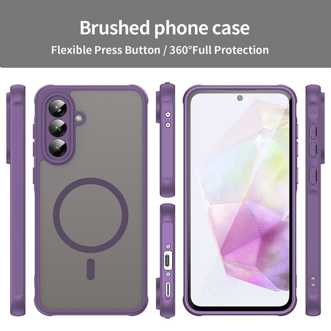 Husa pentru  Samsung Galaxy A36 cu protectie pentru lentile si MagSafe EasyCharge, Ghost Series Anti-ingalbenire, frosted - Mov