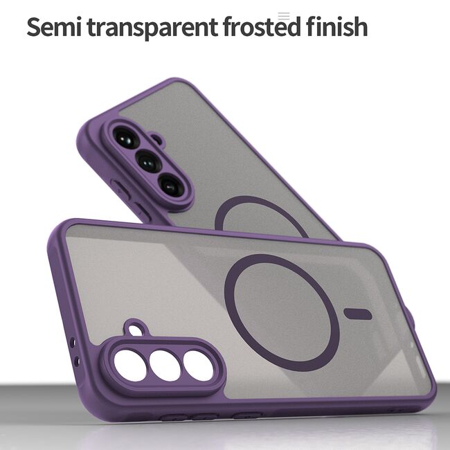 Husa pentru  Samsung Galaxy A36 cu protectie pentru lentile si MagSafe EasyCharge, Ghost Series Anti-ingalbenire, frosted - Mov