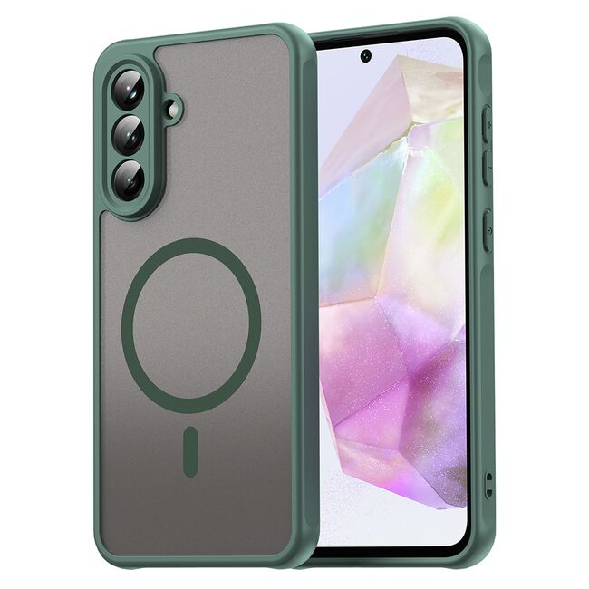 Husa pentru  Samsung Galaxy A36 cu protectie pentru lentile si MagSafe EasyCharge, Ghost Series Anti-ingalbenire, frosted - Verde