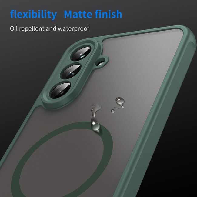 Husa pentru  Samsung Galaxy A36 cu protectie pentru lentile si MagSafe EasyCharge, Ghost Series Anti-ingalbenire, frosted - Verde