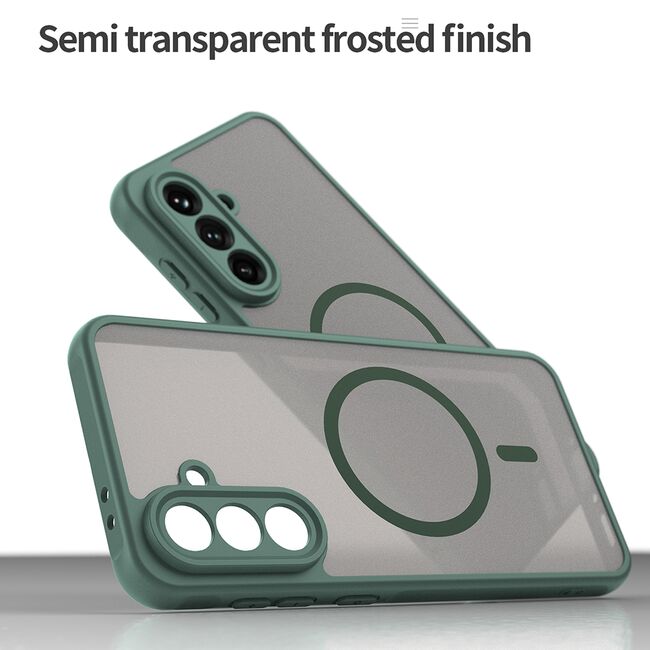 Husa pentru  Samsung Galaxy A36 cu protectie pentru lentile si MagSafe EasyCharge, Ghost Series Anti-ingalbenire, frosted - Verde