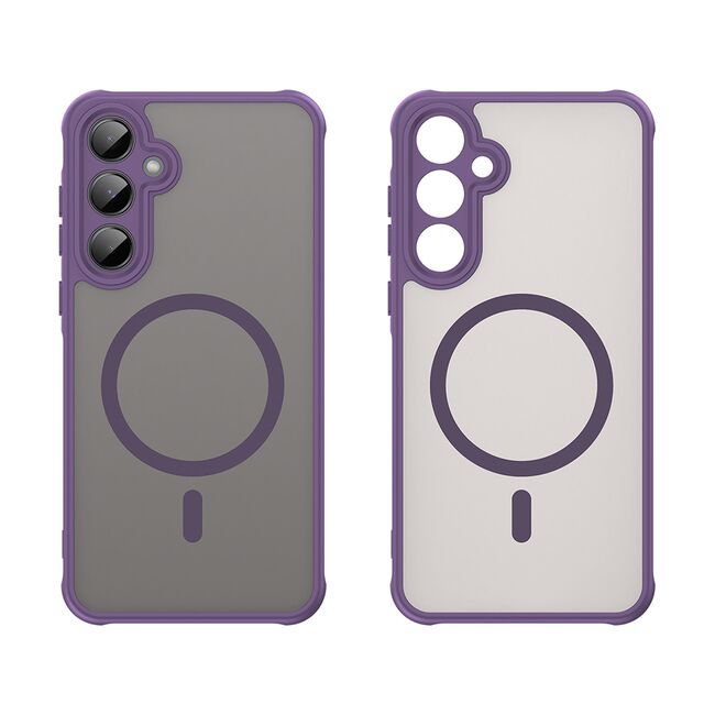 Husa pentru  Samsung Galaxy A55 cu protectie pentru lentile si MagSafe EasyCharge, Ghost Series Anti-ingalbenire, frosted - Mov