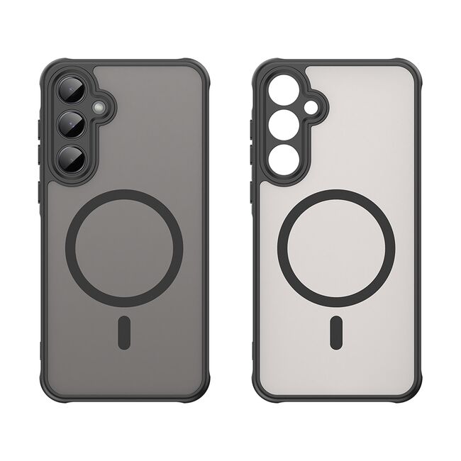 Husa pentru  Samsung Galaxy A55 cu protectie pentru lentile si MagSafe EasyCharge, Ghost Series Anti-ingalbenire, frosted - Negru