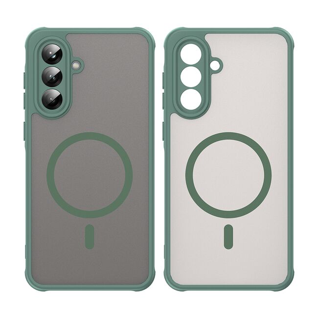 Husa pentru  Samsung Galaxy A56 cu protectie pentru lentile si MagSafe EasyCharge, Ghost Series Anti-ingalbenire, frosted - Verde