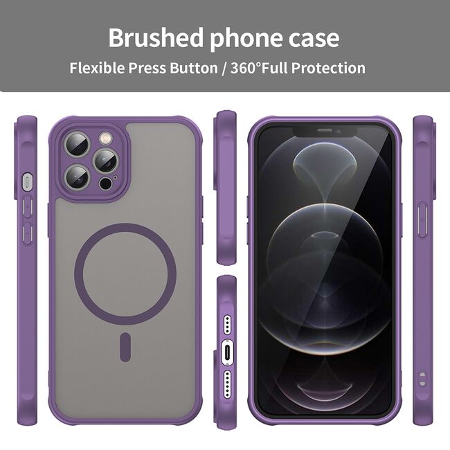 Husa pentru  iPhone 12 Pro Max cu protectie pentru lentile si MagSafe EasyCharge, Ghost Series Anti-ingalbenire, frosted - Mov