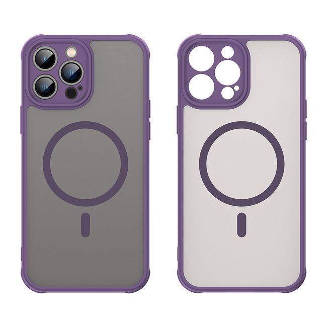 Husa pentru  iPhone 13 Pro Max cu protectie pentru lentile si MagSafe EasyCharge, Ghost Series Anti-ingalbenire, frosted - Mov