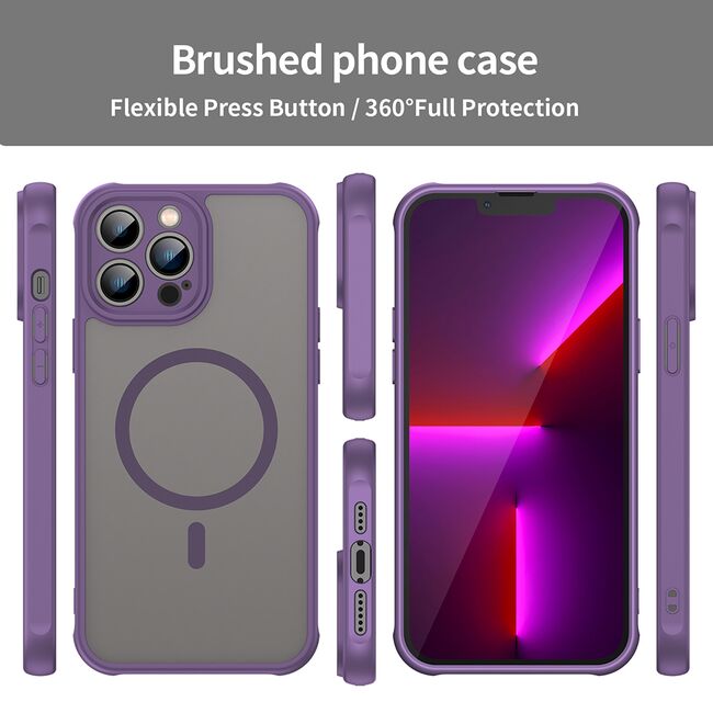 Husa pentru  iPhone 13 Pro Max cu protectie pentru lentile si MagSafe EasyCharge, Ghost Series Anti-ingalbenire, frosted - Mov