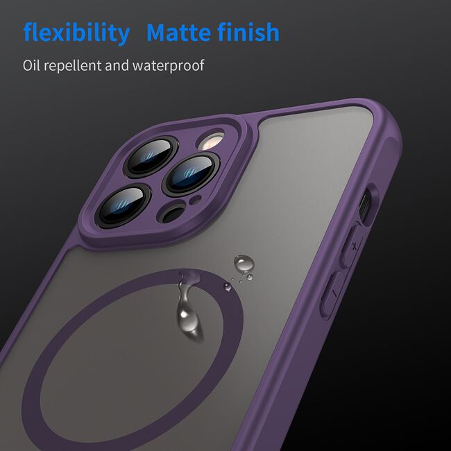 Husa pentru  iPhone 13 Pro Max cu protectie pentru lentile si MagSafe EasyCharge, Ghost Series Anti-ingalbenire, frosted - Mov