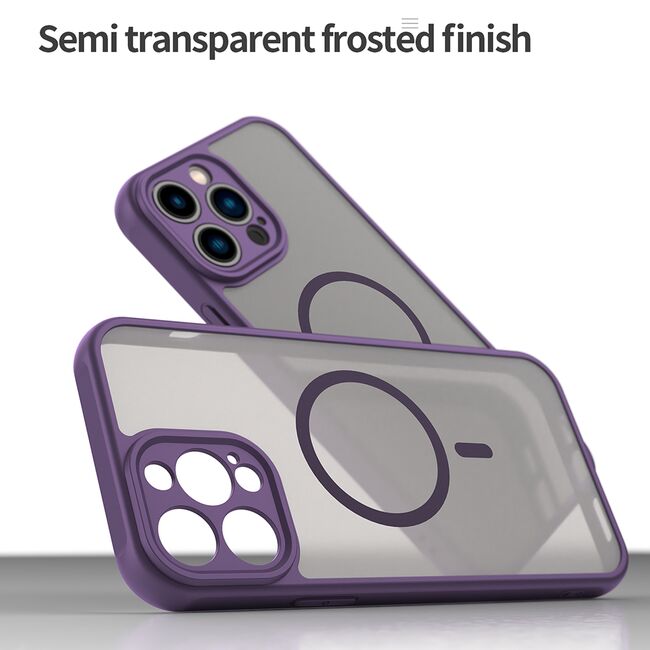 Husa pentru  iPhone 13 Pro Max cu protectie pentru lentile si MagSafe EasyCharge, Ghost Series Anti-ingalbenire, frosted - Mov