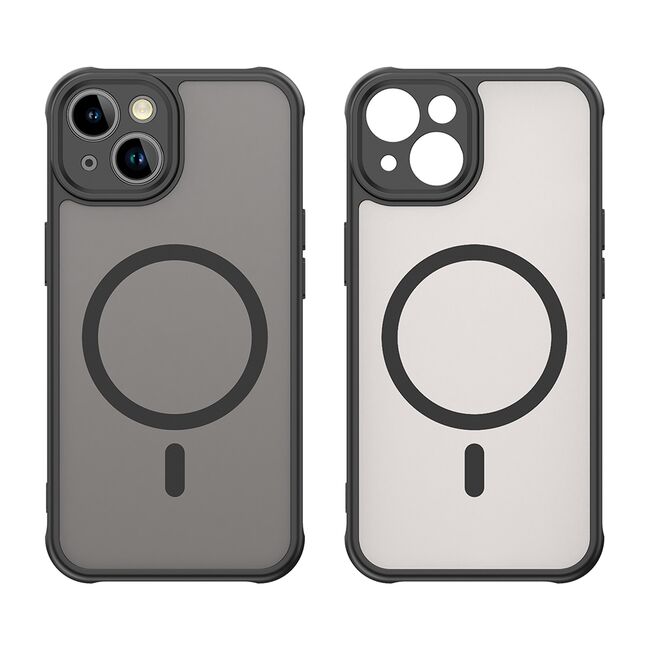 Husa pentru  iPhone 13 cu protectie pentru lentile si MagSafe EasyCharge, Ghost Series Anti-ingalbenire, frosted - Negru
