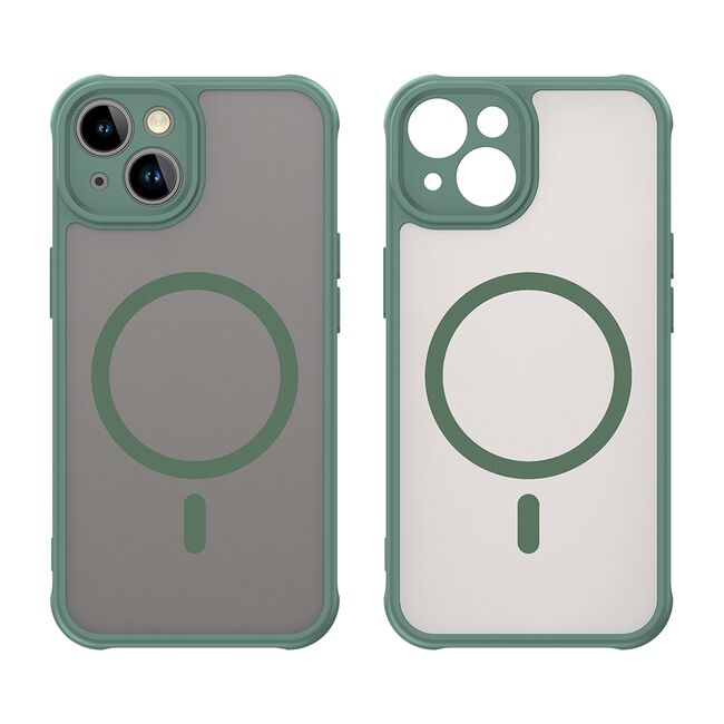 Husa pentru  iPhone 13 cu protectie pentru lentile si MagSafe EasyCharge, Ghost Series Anti-ingalbenire, frosted - Verde
