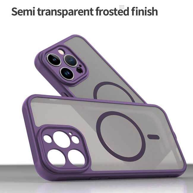 Husa pentru  iPhone 14 Pro  cu protectie pentru lentile si MagSafe EasyCharge, Ghost Series Anti-ingalbenire, frosted - Mov