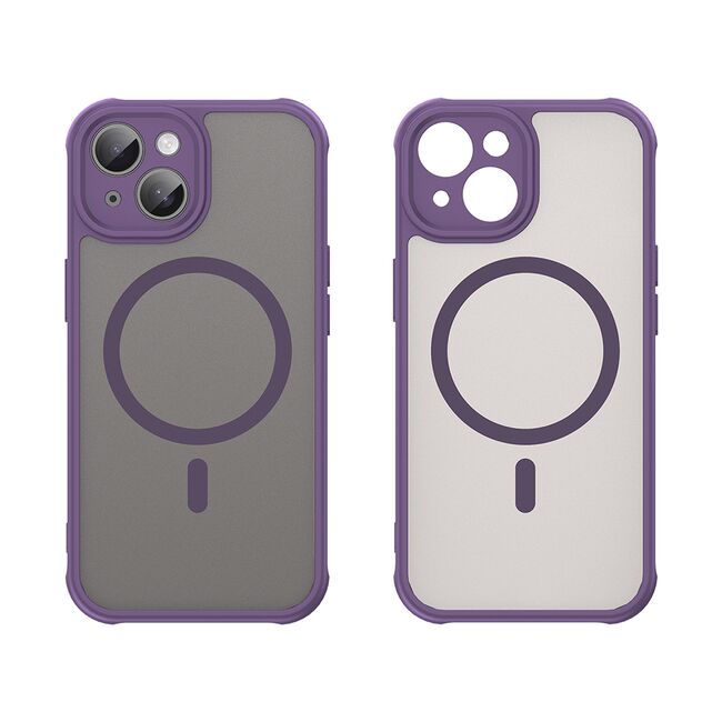 Husa pentru  iPhone 15 Plus cu protectie pentru lentile si MagSafe EasyCharge, Ghost Series Anti-ingalbenire, frosted - Mov