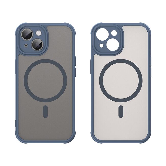 Husa pentru  iPhone 15 cu protectie pentru lentile si MagSafe EasyCharge, Ghost Series Anti-ingalbenire, frosted - Albastru