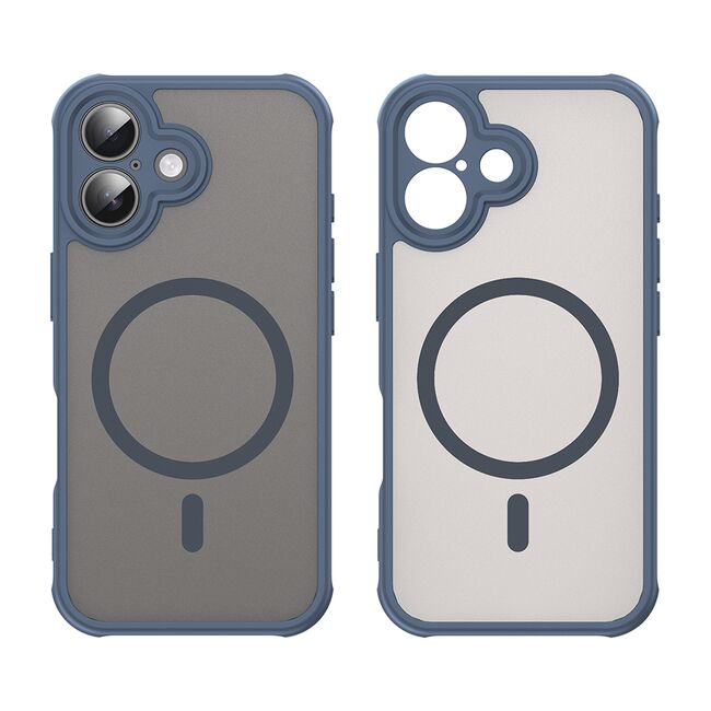 Husa pentru  iPhone 16 Plus cu protectie pentru lentile si MagSafe EasyCharge, Ghost Series Anti-ingalbenire, frosted - Albastru