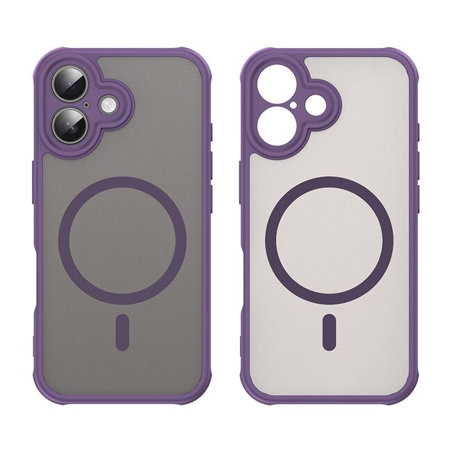 Husa pentru  iPhone 16 Plus cu protectie pentru lentile si MagSafe EasyCharge, Ghost Series Anti-ingalbenire, frosted - Mov
