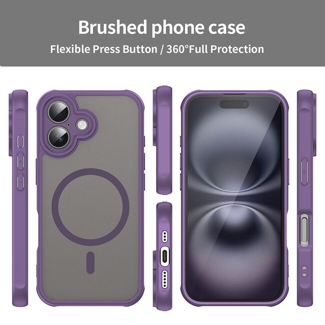 Husa pentru  iPhone 16 Plus cu protectie pentru lentile si MagSafe EasyCharge, Ghost Series Anti-ingalbenire, frosted - Mov