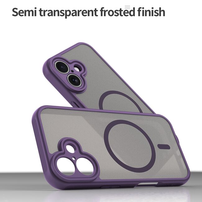 Husa pentru  iPhone 16 Plus cu protectie pentru lentile si MagSafe EasyCharge, Ghost Series Anti-ingalbenire, frosted - Mov