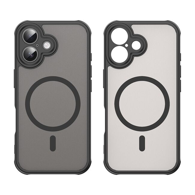 Husa pentru  iPhone 16 Plus cu protectie pentru lentile si MagSafe EasyCharge, Ghost Series Anti-ingalbenire, frosted - Negru