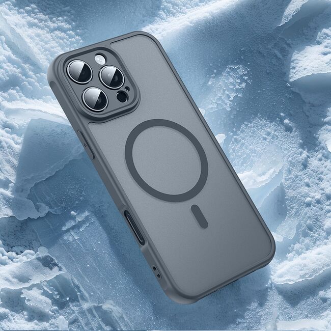 Husa pentru  iPhone 16 Pro Max cu protectie pentru lentile si MagSafe EasyCharge, Ghost Series Anti-ingalbenire, frosted - Albastru