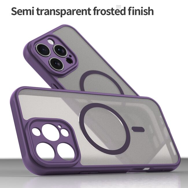 Husa pentru  iPhone 16 Pro Max cu protectie pentru lentile si MagSafe EasyCharge, Ghost Series Anti-ingalbenire, frosted - Mov