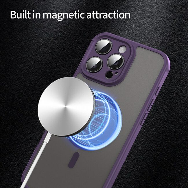Husa pentru  iPhone 16 Pro Max cu protectie pentru lentile si MagSafe EasyCharge, Ghost Series Anti-ingalbenire, frosted - Mov