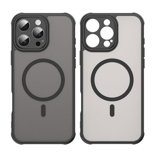 Husa pentru  iPhone 16 Pro Max cu protectie pentru lentile si MagSafe EasyCharge, Ghost Series Anti-ingalbenire, frosted - Negru