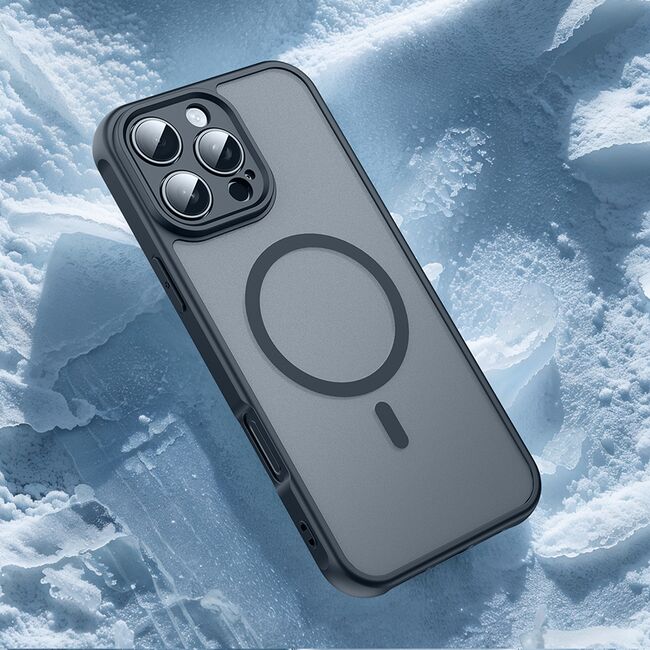 Husa pentru  iPhone 16 Pro Max cu protectie pentru lentile si MagSafe EasyCharge, Ghost Series Anti-ingalbenire, frosted - Negru