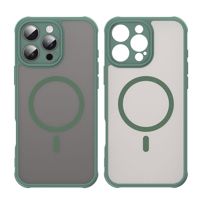 Husa pentru  iPhone 16 Pro Max cu protectie pentru lentile si MagSafe EasyCharge, Ghost Series Anti-ingalbenire, frosted - Verde