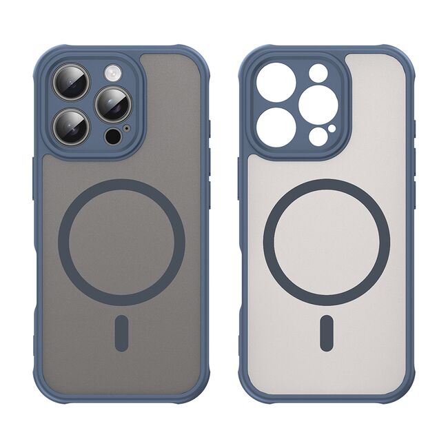 Husa pentru  iPhone 16 Pro cu protectie pentru lentile si MagSafe EasyCharge, Ghost Series Anti-ingalbenire, frosted - Albastru