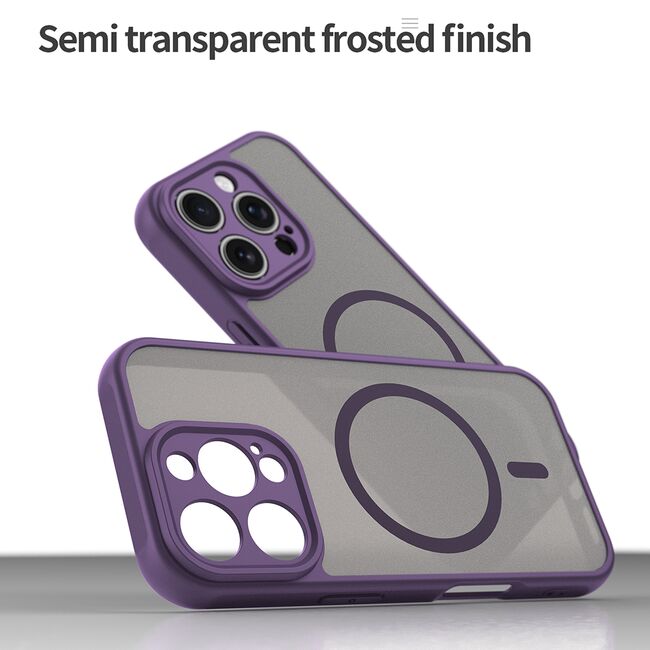 Husa pentru  iPhone 16 Pro cu protectie pentru lentile si MagSafe EasyCharge, Ghost Series Anti-ingalbenire, frosted - Mov