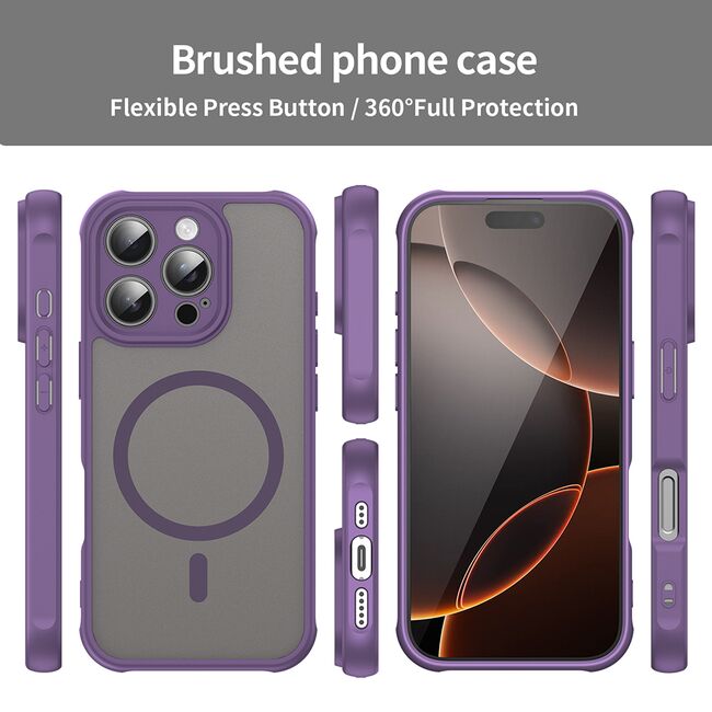 Husa pentru  iPhone 16 Pro cu protectie pentru lentile si MagSafe EasyCharge, Ghost Series Anti-ingalbenire, frosted - Mov
