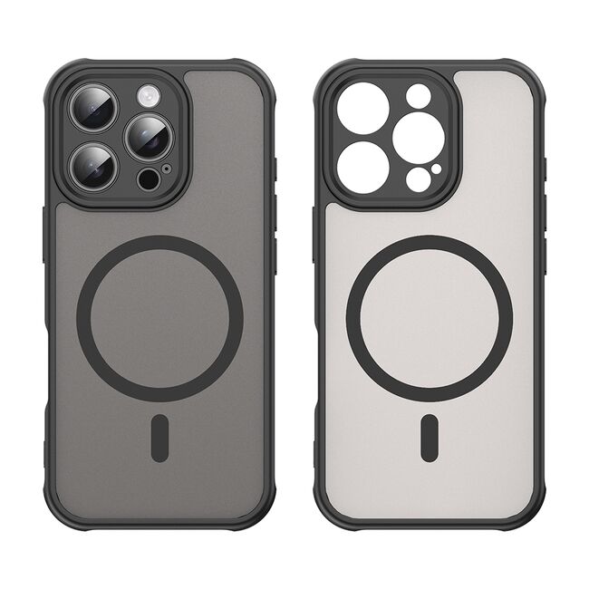 Husa pentru  iPhone 16 Pro cu protectie pentru lentile si MagSafe EasyCharge, Ghost Series Anti-ingalbenire, frosted - Negru