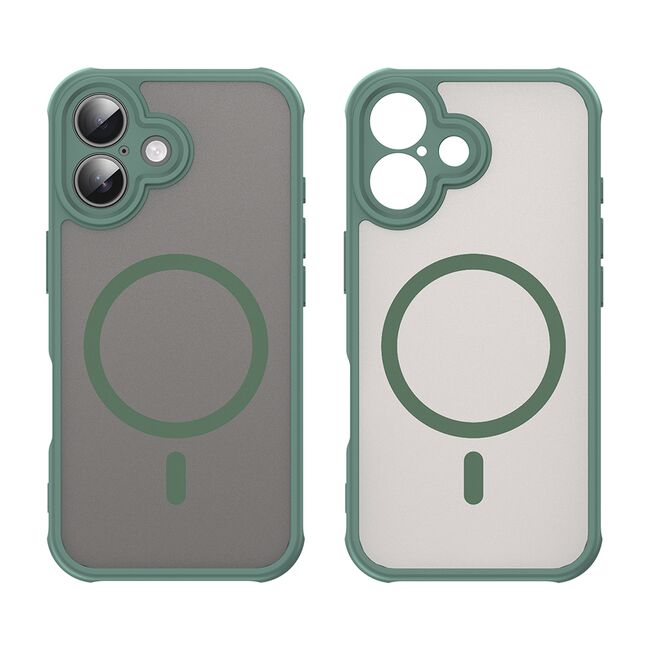 Husa pentru  iPhone 16 cu protectie pentru lentile si MagSafe EasyCharge, Ghost Series Anti-ingalbenire, frosted - Verde