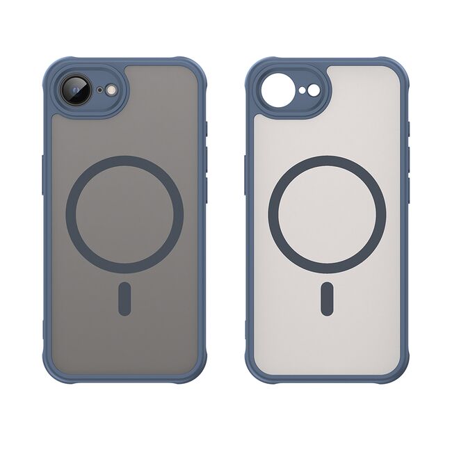 Husa pentru  iPhone 16e cu protectie pentru lentile si MagSafe EasyCharge, Ghost Series Anti-ingalbenire, frosted - Albastru