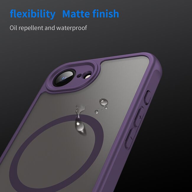 Husa pentru  iPhone 16e cu protectie pentru lentile si MagSafe EasyCharge, Ghost Series Anti-ingalbenire, frosted - Mov