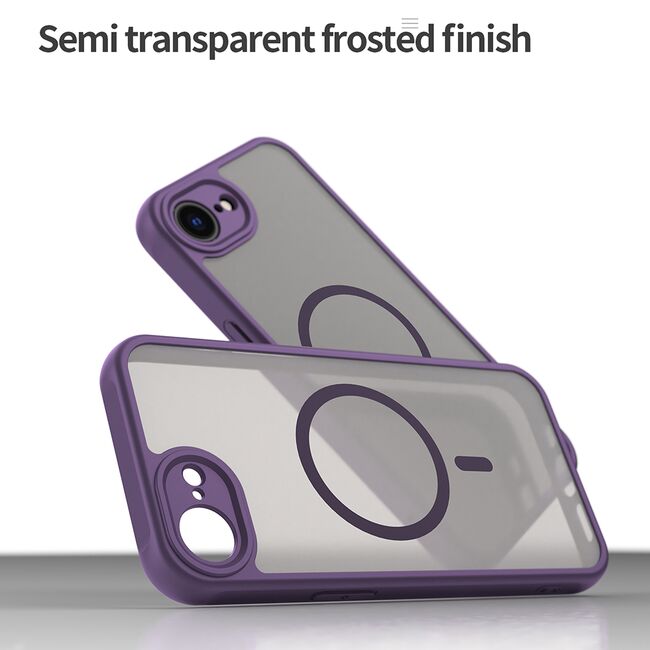 Husa pentru  iPhone 16e cu protectie pentru lentile si MagSafe EasyCharge, Ghost Series Anti-ingalbenire, frosted - Mov